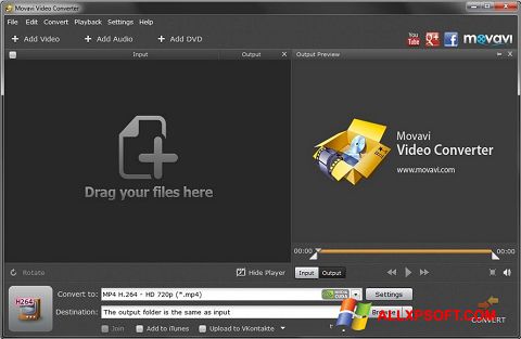 Ekrano kopija Movavi Video Converter Windows XP