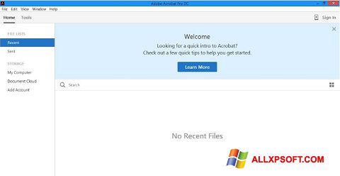 Ekrano kopija Adobe Acrobat Pro DC Windows XP