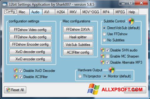 Ekrano kopija Vista Codec Package Windows XP