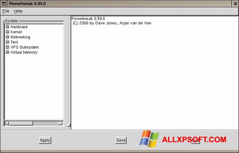Ekrano kopija PowerTweak Windows XP