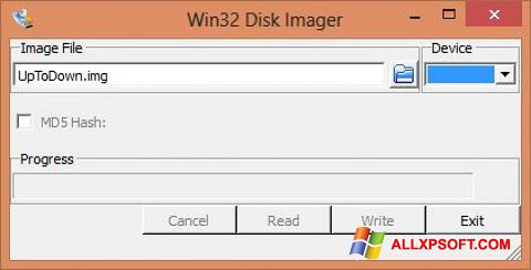 Ekrano kopija Win32 Disk Imager Windows XP