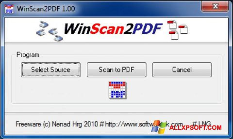 Ekrano kopija WinScan2PDF Windows XP