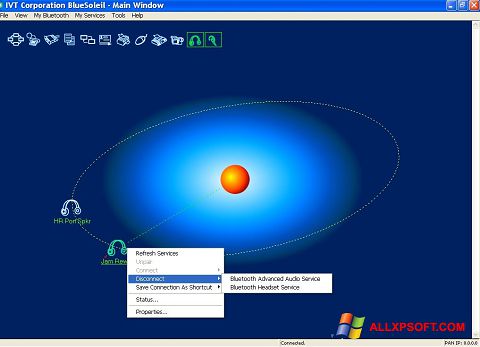 Ekrano kopija BlueSoleil Windows XP
