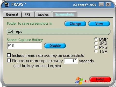 Ekrano kopija Fraps Windows XP