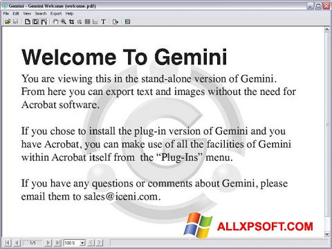 Ekrano kopija Gemini Windows XP