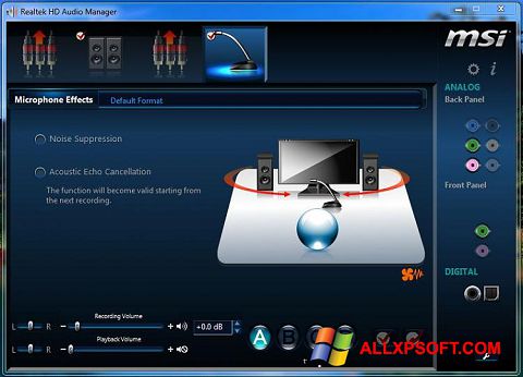 Ekrano kopija Realtek Audio Driver Windows XP