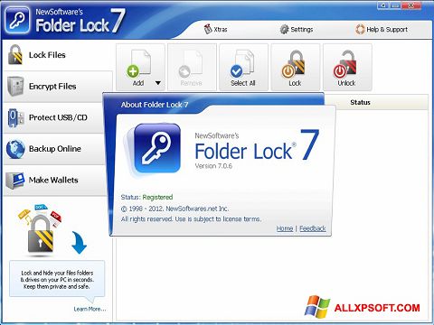 Ekrano kopija Folder Lock Windows XP