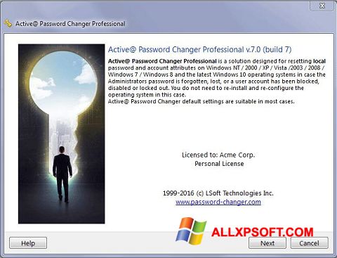 Ekrano kopija Active Password Changer Windows XP