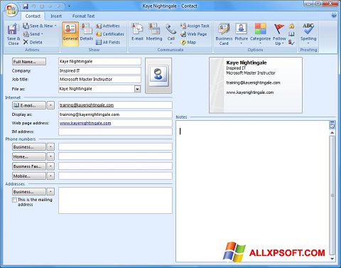 Ekrano kopija Microsoft Outlook Windows XP