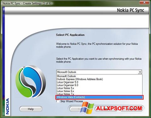 Ekrano kopija Nokia PC Suite Windows XP
