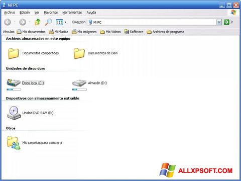 Ekrano kopija Vista Drive Icon Windows XP