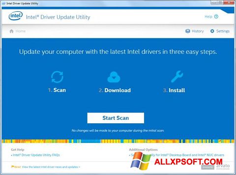 Ekrano kopija Intel Driver Update Utility Windows XP