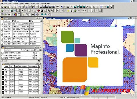 Ekrano kopija MapInfo Professional Windows XP
