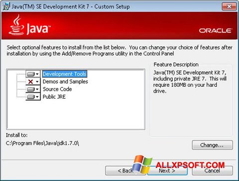 Ekrano kopija Java Development Kit Windows XP