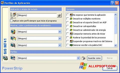 Ekrano kopija PowerStrip Windows XP