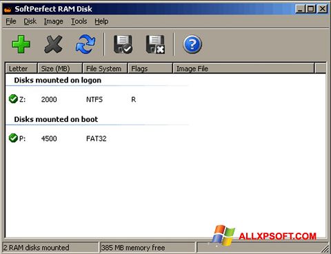 Ekrano kopija SoftPerfect RAM Disk Windows XP