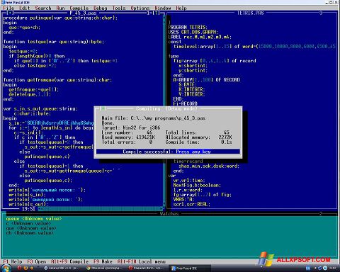 Ekrano kopija Free Pascal Windows XP
