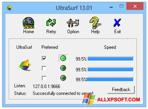 Ekrano kopija UltraSurf Windows XP