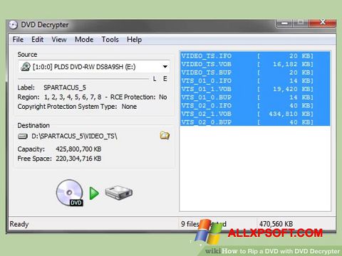 Ekrano kopija DVD Decrypter Windows XP
