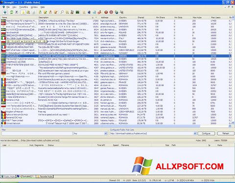 Ekrano kopija StrongDC++ Windows XP
