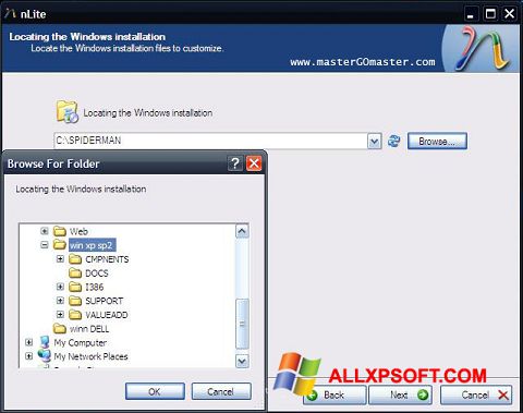 Ekrano kopija nLite Windows XP