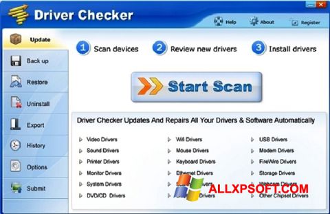 Ekrano kopija Driver Checker Windows XP