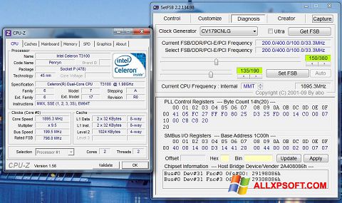 Ekrano kopija SetFSB Windows XP