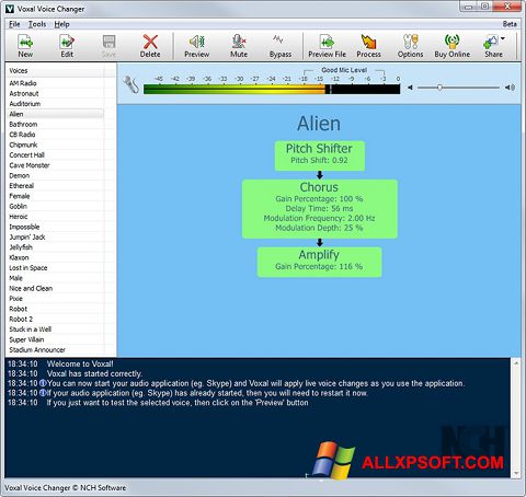 Ekrano kopija Voxal Voice Changer Windows XP