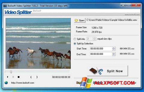 Ekrano kopija Boilsoft Video Splitter Windows XP