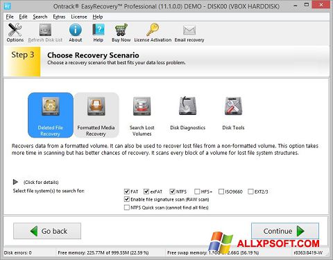 Ekrano kopija EasyRecovery Professional Windows XP