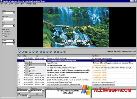 Ekrano kopija Subtitle Workshop Windows XP