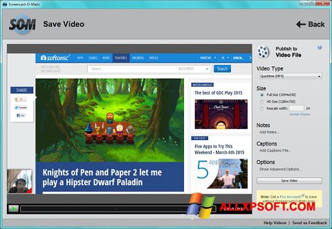 Ekrano kopija Screencast-O-Matic Windows XP