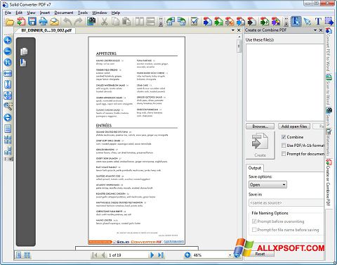Ekrano kopija Solid Converter PDF Windows XP