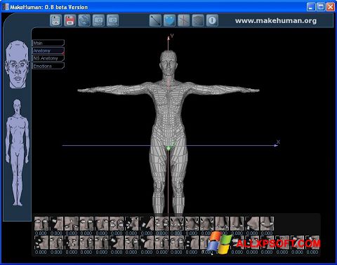 Ekrano kopija MakeHuman Windows XP