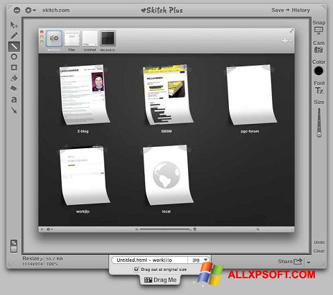 Ekrano kopija Skitch Windows XP