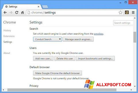 Ekrano kopija Chrome Cleanup Tool Windows XP
