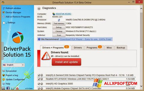 Ekrano kopija DriverPack Solution Online Windows XP