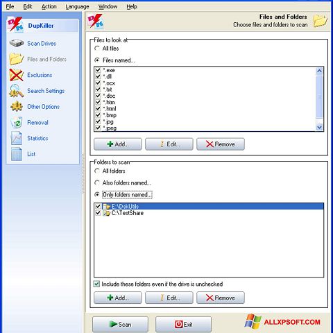 Ekrano kopija DupKiller Windows XP