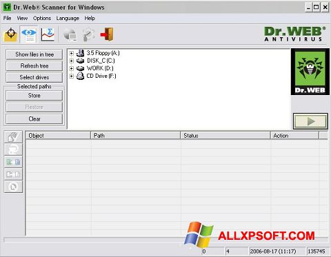 Ekrano kopija Dr.Web CureIt Windows XP