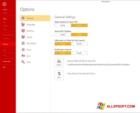 Ekrano kopija PDF Architect Windows XP