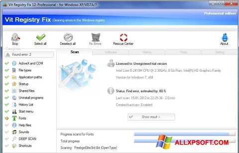 Ekrano kopija Vit Registry Fix Windows XP