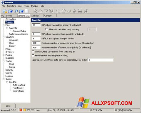 Ekrano kopija Vuze Windows XP
