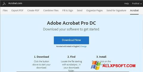 Ekrano kopija Adobe Acrobat Windows XP
