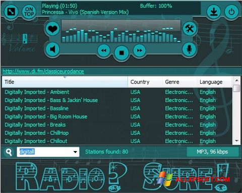 Ekrano kopija RadioSure Windows XP