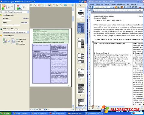 Ekrano kopija ABBYY PDF Transformer Windows XP