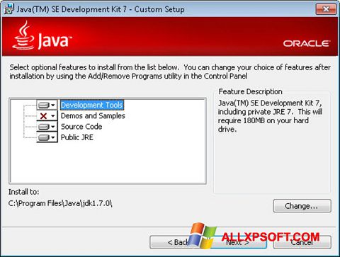 Ekrano kopija Java SE Development Kit Windows XP