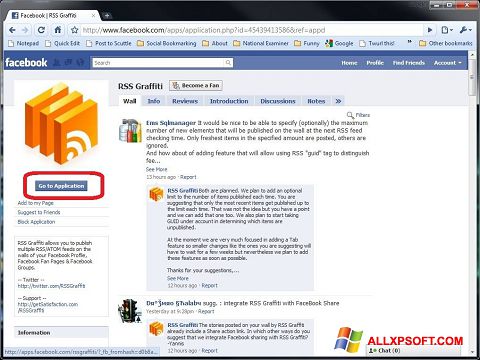Ekrano kopija Facebook Windows XP