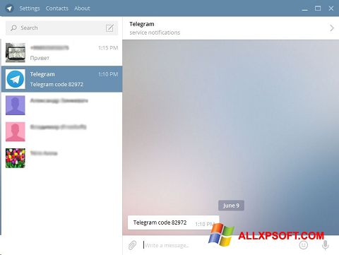 Ekrano kopija Telegram Desktop Windows XP