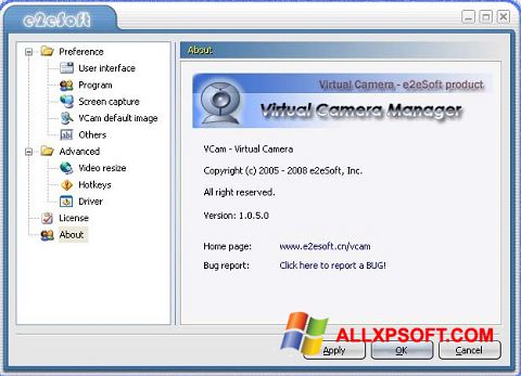 Ekrano kopija VCam Windows XP
