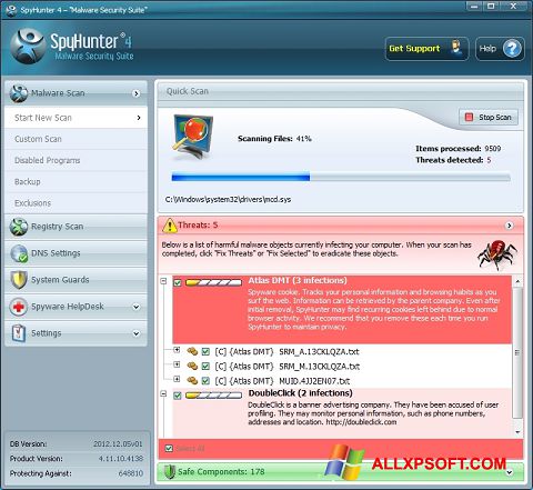 Ekrano kopija SpyHunter Windows XP